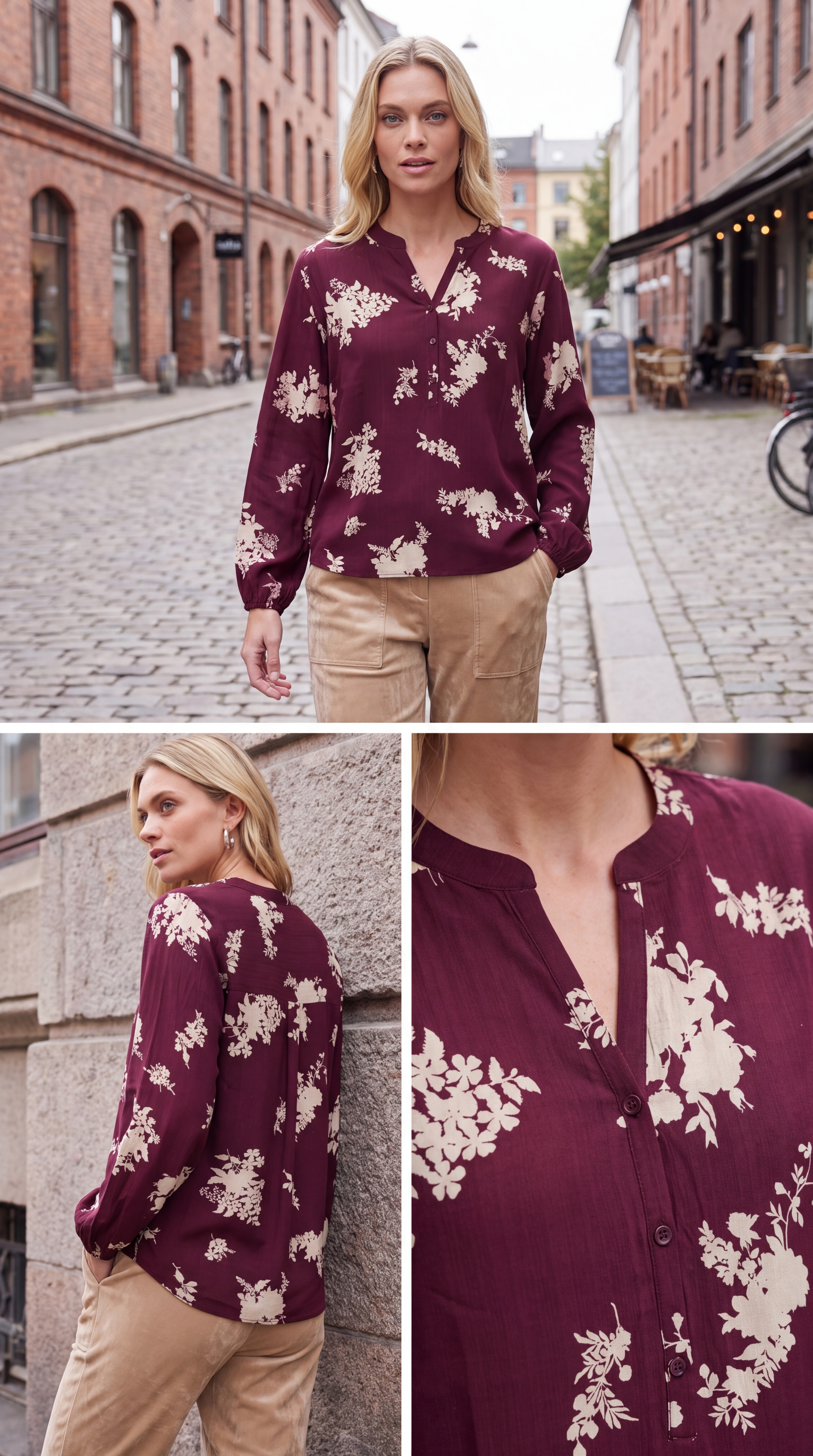 Dámska blúzka BROADWAY NYC FASHION BURGUNDY FLOWER s.WEAR 21